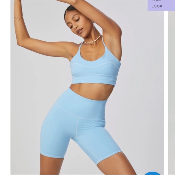 NWT Bandier x Sincerely Jules The Bryn 7" Biker Short Bluebell/ Sky Blue - Picture 3 of 12